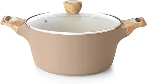 SENSARTE - Olla de stock antiadherente de cerámica con tapa, olla de sopa de 2,6/4,5/6,6/8,5 QT, olla de guiso, olla para pasta saludable no tóxica,