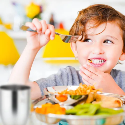 Miniatura 3 de Ahimsa Juego de utensilios de acero inoxidable para niños, diseño pediatra, cubiertos premium para niños, no tóxicos, aptos para lavavajillas