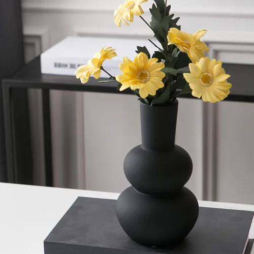 Miniatura 7 de Jarrón de cerámica negra, jarrones modernos para hierba de las pampas, jarrones de arcilla mate para decoración de boda, para mesa, sala de estar