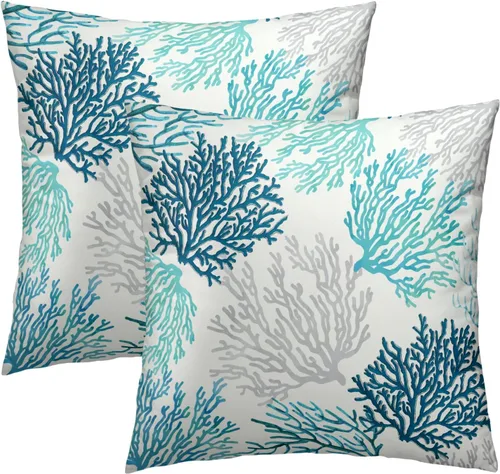 Miniatura 47 de Juego de 2 fundas de cojín decorativas con bandera americana y flores de amapola roja y azul, 16 x 16 pulgadas, fundas cuadradas para sofá, sillón