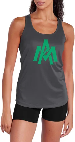 Miniatura 132 de Camiseta deportiva sin mangas oficial de la NCAA Collegiate para mujer, con espalda cruzada, logotipo primario, colección carbón