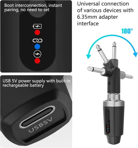 Miniatura 7 de EBJ Transmisor Receptor de Micrófono Inalámbrico 2.4Ghz, Sistema Inalámbrico de Micrófono XLR, Adaptador de Micrófono Inalámbrico Recargable