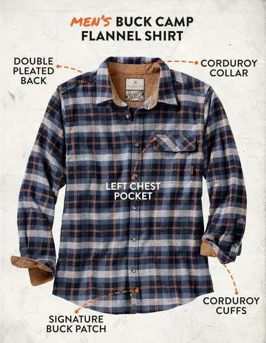 Miniatura 5 de Legendary Whitetails Men's Buck Camp Flannel Plaid Shirt