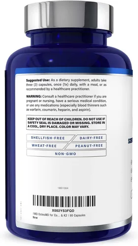 Miniatura 8 de 1MD Nutrition OsteoMD para un apoyo óseo integral con hidroxiapatita de calcio, vitamina D3 y K2 180 cápsulas (paquete de 2)