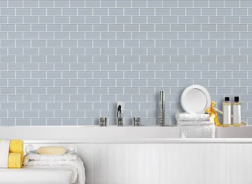 Miniatura 5 de Azulejos de vidrio para despegar y pegar, loseta en muro de pared de cocina, azulejos de vidrio autoadhesivos de metro (5 hojas, 5 pies cuadrados)