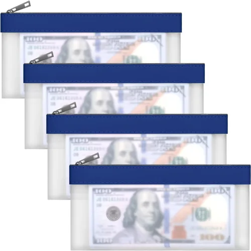 Miniatura 12 de Sobres transparentes para dinero en efectivo de 7.6 x 3.7 pulgadas Money Bags With Zipper Cash Bag Money Pouch Bank Deposit Bags for Coin Invoice
