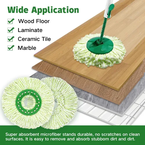 Miniatura 4 de Paquete de 3 cabezales de repuesto para trapeador giratorio Libman Tornado, cabezal de repuesto de mopa giratoria de microfibra, fácil