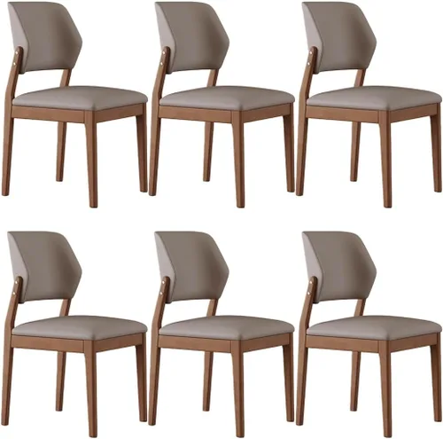 Miniatura 14 de YVYKFZD Wooden Dining Chairs Set, Leather Dining Room Chair, Upholstered Kitchen Chairs with Curved Backrest, Armless Living Room Chair, for Bedroom