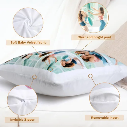 Miniatura 2 de Almohada personalizada con imagen y texto, incluye inserto, almohada de fotos personalizada de doble cara 5 tamaños y 10 colores opcionales