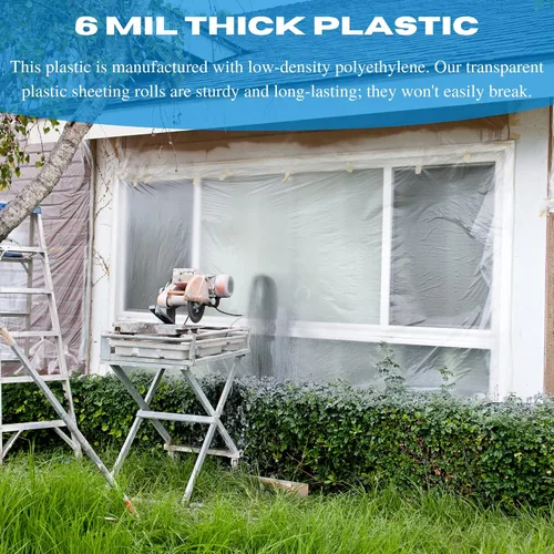 Miniatura 3 de VBS - Láminas de plástico transparente - 6 mil - (6 x 100 pies) - Plástico transparente para ventana para invierno, rollo de láminas de plástico