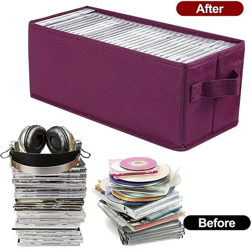 Miniatura 4 de UENTIP Cajas de almacenamiento para CD, paquete de 2 cajas de almacenamiento para DVD y CD con capacidad para 30 CD en estuches jewel completos, 60