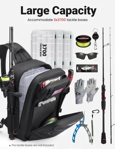 Miniatura 7 de Mochila Piscifun impermeable, de un solo hombro para almacenar los aparejos de pesca. Bolsa de correa cruzada multifuncional para camping, Doble