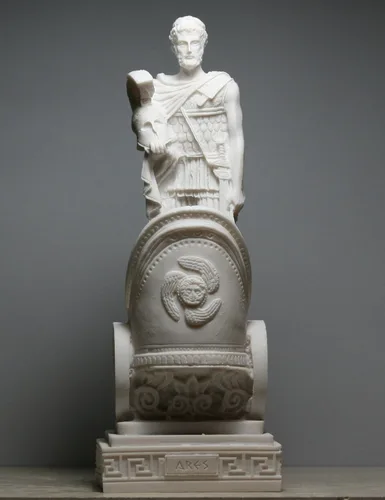 Miniatura 2 de Ares Mars Dios de la guerra Carro griego fundido mármol estatua escultura Figura 9.84