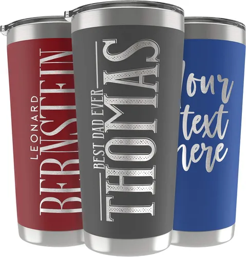 Miniatura 22 de Regalos personalizados para hombres – 20 onzas – Vasos personalizados con tapa, azul cielo, tazas de café de viaje aisladas, juego de popote