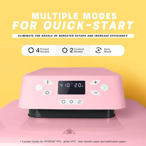 Miniatura 4 de HTVRONT - Máquina de prensa de calor automática para camisetas - Prensa de calor 15x15 con liberación automática - Calienta rápido y calienta Rosa