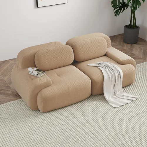 Miniatura 51 de Sofá modular sin hueso de 117 pulgadas, sofá modular en forma de L para sala de estar, sofá comprimido con asiento profundo, sofá nube de pana