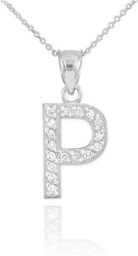 Miniatura 9 de Claddagh Gold . Collar con colgante de letra inicial de plata de ley 925 con circonita cúbica - Elección de tamaños