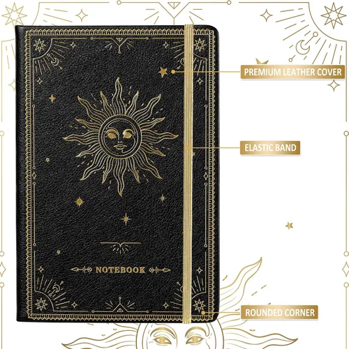 Miniatura 5 de Artfan Cuaderno/diario rayado – Cuaderno clásico de escritura de piel sintética con papel grueso de alta calidad con bolsillo + separadores