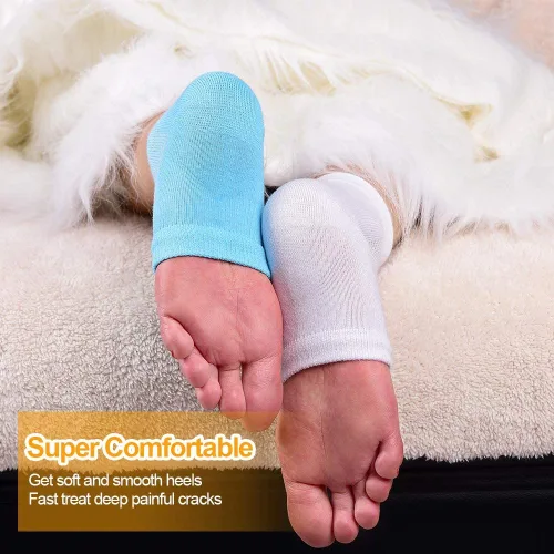 Miniatura 2 de 2 pares de calcetines hidratantes para el talón de gel, ventilados, unisex, para el día y la noche, los pies abiertos, cuidado de la piel seca