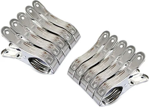 Miniatura 9 de Pinzas grandes de metal resistente, 6 paquetes de pinzas de acero inoxidable, clips de toalla para silla de playa grandes, abrazadera para edredón