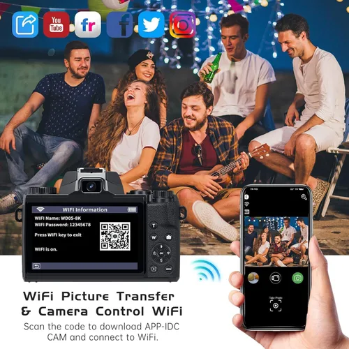 Miniatura 3 de Cámara digital 8K para fotografía, WiFi y cámara de vlogging con pantalla táctil de 4 pulgadas para YouTube con doble lente, cámaras de vlog de 64