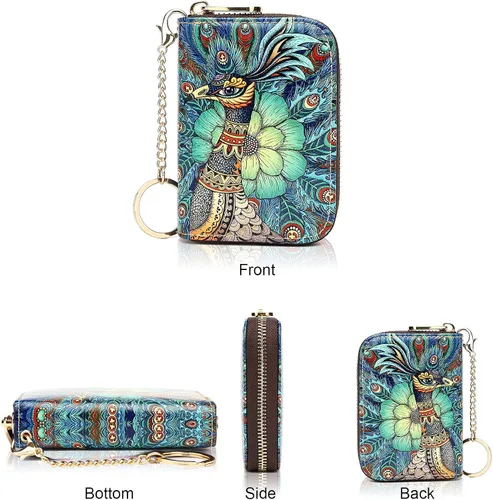 Miniatura 2 de APHISON - Tarjetero con protección RFID, carteras , funda para tarjetas de cuero con cremallera para mujerniñacaja regalo