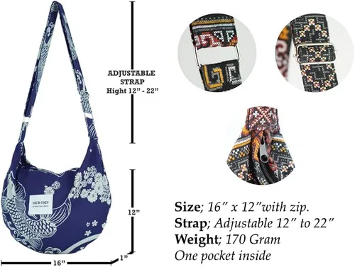 Miniatura 6 de Your Cozy Bolso bandolera para mujer, bolso grande para compras, bolso de mano con cremallera superior, bolso de mensajero hecho a mano