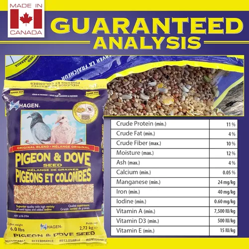Miniatura 7 de Hagen Pigeon & Dove Seed, Fórmula Original de Alimento para Aves, Bolsa de 6 lb – Mezcla de Semillas Nutricionalmente Completa con Vitaminas
