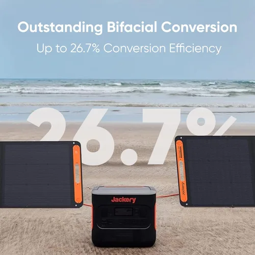 Miniatura 2 de Jackery SolarSaga - Panel solar portátil de 200 W, paneles solares bifaciales plegables IP68, compatible con la estación de energía Jackery Explorer