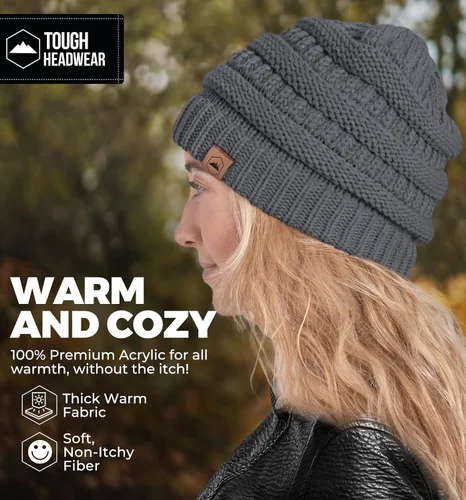Miniatura 64 de Gorro de punto para mujer, cálido y suave, elástico, para clima frío de Tough Headwear