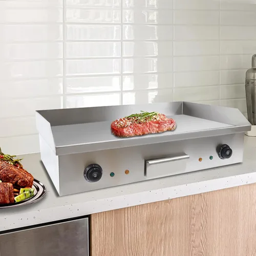 Miniatura 4 de Plancha eléctrica comercial para encimera, plancha eléctrica de 3 KW, parrilla superior plana con control preciso de temperatura y caja