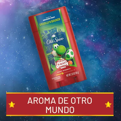 Miniatura 7 de Old Spice Desodorante sin aluminio para hombres, Old Spice x The Super Mario Galaxy Movie, frescura duradera 24/7, protección duradera contra