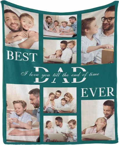 Miniatura 19 de InterestPrint Customized Blankets with Photos Gifts for Dad on Father's Day Birthday, Dad Blanket from Daughter Son Wife Personalized Throw Gifts