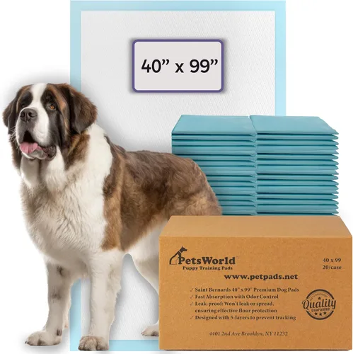 PETSWORLD Almohadillas para orinar de perro de gran tamaño (40 x 99 pulgadas), almohadillas gigantes 4XL para entrenamiento de cachorros,