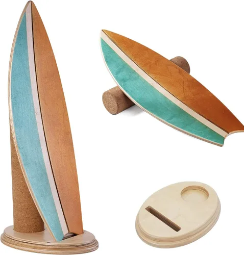 Miniatura 7 de Tabla de equilibrio para interiores, estilo surf, fitness en casa con rueda para ejercicio, entrenamiento atlético y deportes de tabla, divertido