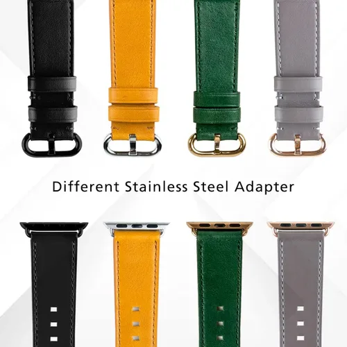 Miniatura 4 de Alto Correa de cuero compatible con Apple Watch Band de 1.496 pulgadas, 1.614 pulgadas, 1.575 pulgadas, correa de repuesto clásica hecha a mano