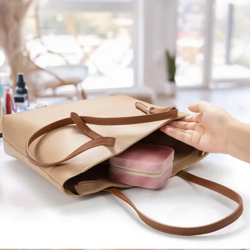 Miniatura 6 de Joyero de viaje de terciopelo de felpa, organizador de joyas de viaje, estuche de viaje para joyas, joyero de viaje, pequeño joyero para mujeres