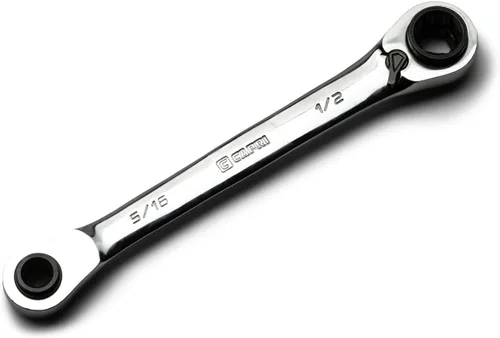 Capri Tools Llave de trinquete reversible 4 en 1 con extremo de caja de 120 dientes, 5/16, 3/8, 7/16, 1/2 pulgadas, SAE