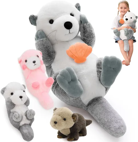 Miniatura 30 de MorisMos Animal de Peluche Pantera Negra con Bebés, 18 pulgadas, Mamá Grande y Bebé Juguetes de Pantera de Peluche para Niños y Niñas, Paquete de 4