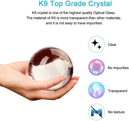 Miniatura 2 de MerryNine Bola de cristal K9 para fotografía de 3.15 pulgadas con elegante soporte metálico y paño limpio de microfibra, accesorio decorativo