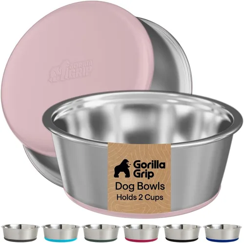 Miniatura 37 de GORILLA GRIP Tazones para perros, acero inoxidable 304 de grado alimenticio, capacidad para 2 tazas cada uno (16 onzas líquidas) para alimentos