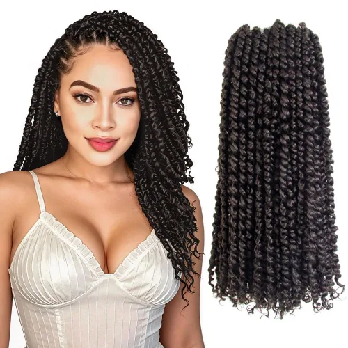 Miniatura 49 de Pelo Passion Twist de 8 pulgadas, trenzas de ganchillo pretrenzadas, paquetes de 8 paquetes (1B/negro natural)