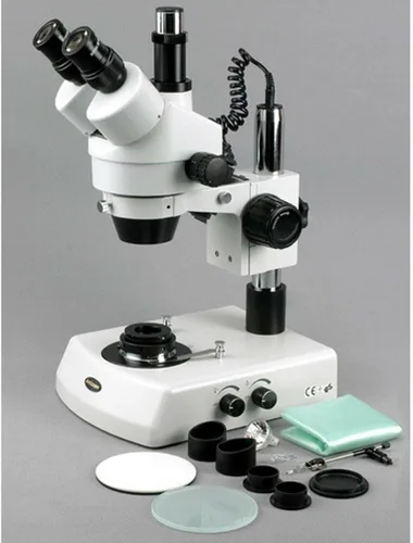 Miniatura 3 de AmScope SM-2TZ-DK Microscopio de zoom estéreo trinocular profesional, ocular WH10x, aumento de 3.5X-90X, objetivo de zoom 0.7X-4.5X, iluminación