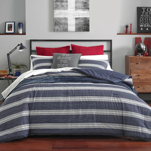 Miniatura 2 de Nautica - Juego de edredón tamaño Queen, ropa de cama reversible de algodón con fundas a juego y bolsa de lavandería reutilizable, peso medio
