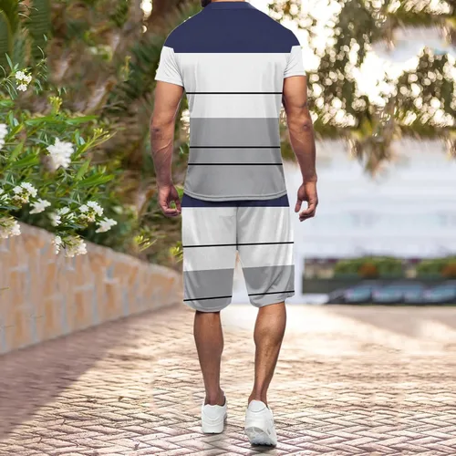 Miniatura 5 de EELHOE Mens Outfits Summer Lightweight Loose Fit Short Sleeve Shirts and Printed Shorts Breathable Sweatsuit