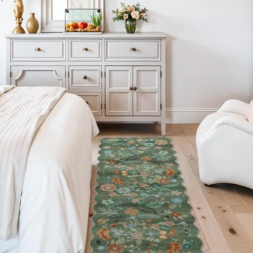 Miniatura 6 de Alfombra lavable, 2x6: fáciles de limpiar, resistente a manchas, antideslizante, no pierde pelo; para áreas de alto tráfico con mascotas, verde