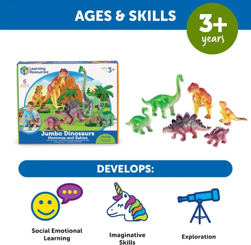 Miniatura 5 de Learning Resources Dinosaurios gigantes, mamás y bebés, juguetes de dinosaurios para niños, figuras de dinosaurios grandes, figuras para niños