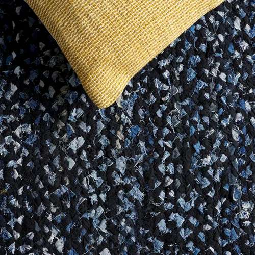 Miniatura 5 de SAFAVIEH Braided Collection - Alfombra de pasillo, 2 pies 3 pulgadas x 8 pies, color negro y azul, hecho a mano, reversible, ideal para dormitorio