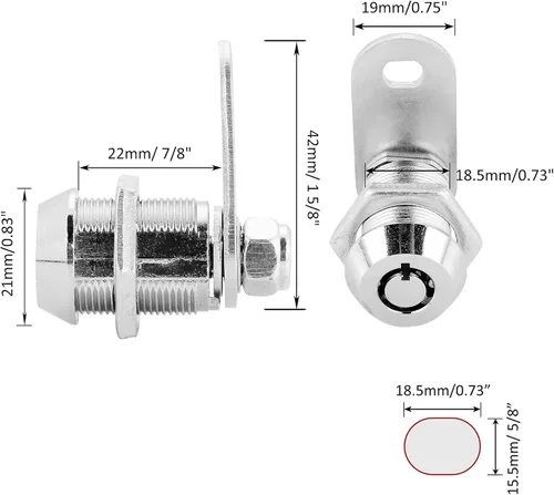 Miniatura 8 de Cerradura tubular de leva para gabinete con llaves, cilindro de 7/8 pulgadas con llave igual, caja de herramientas de repuesto para cajón seguro