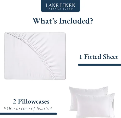 Miniatura 2 de LANE LINEN - Sábana bajera individual XL 100% algodón orgánico y 1 funda de almohada, tejido de percal ligero, suave y transpirable, para colchones